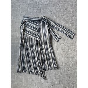 BCBG MAXAZRIA Striped Maxi Wrap Skirt Lined